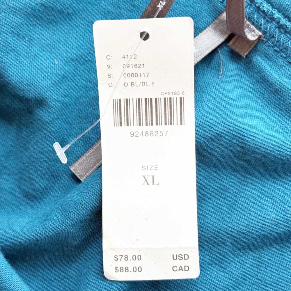 Anthropologie One Shoulder Lace Trim Crop Top Teal Blue Size XL Cotton NWT - Picture 8 of 10